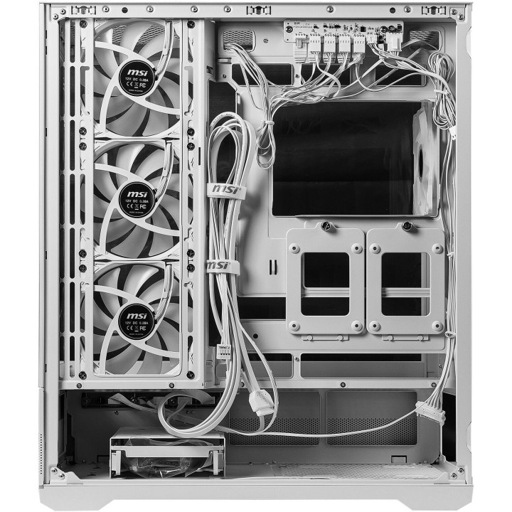 Кутия за компютърMSI MAG PANO 110R PZ WHITE, Midi Tower ATX/M-ATX/ITX, 4x 120mm ARGB вентилатора, Темперирано стъкло - MAG_PANO_