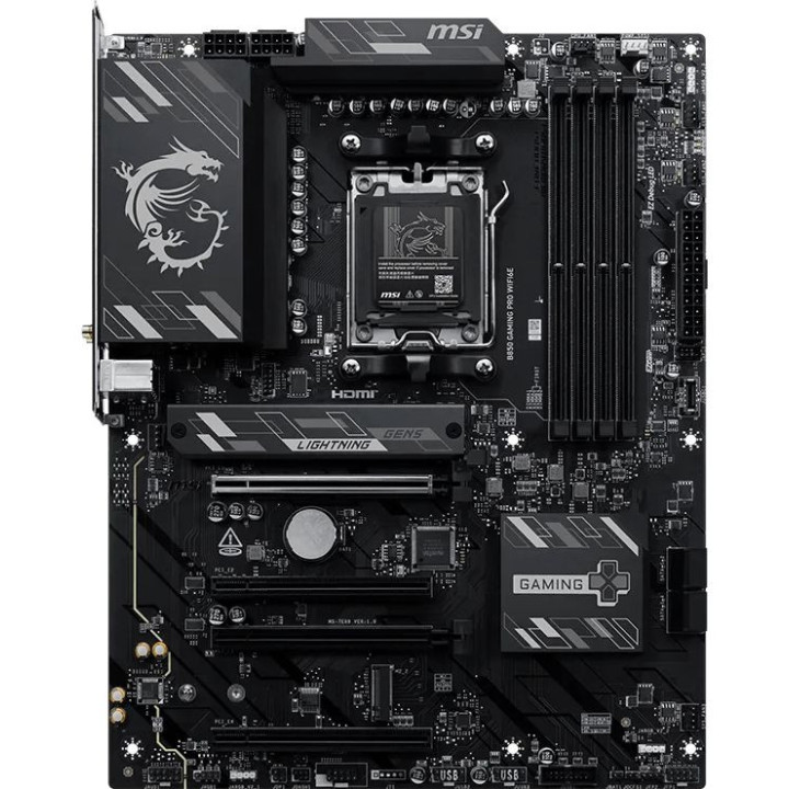 Дънна платка MSI B850 GAMING PRO WIFI6E, Socket AM5, 4x DDR5 до 8200MHz, 4x PCIe x16, 2x M.2, WiFi 6E, Bluetooth 5.3 - 911-7E89-