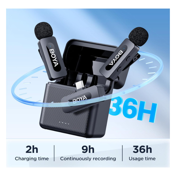 Безжична микрофонна система BOYA BY-V30, USB Type-C, Динамичен, Омнидиректен, 20Hz-16kHz - 4