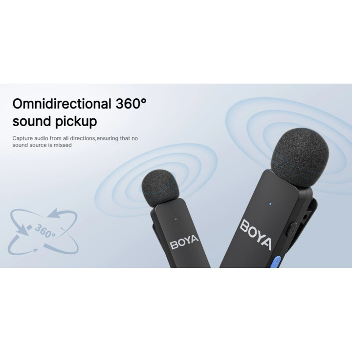 Безжична микрофонна система BOYA BY-V4U, USB Type-C, Динамичен, Омнидиректен - 11