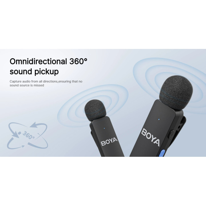 Безжична микрофонна система BOYA BY-V4, Динамичен, Омнидиректен, 20Hz-20kHz - 10