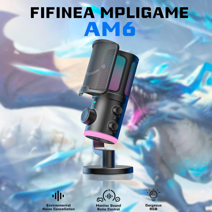 Настолен микрофон FIFINE AM6, USB Type-C, Кондензаторен, Кардиоиден - AM6 - 7