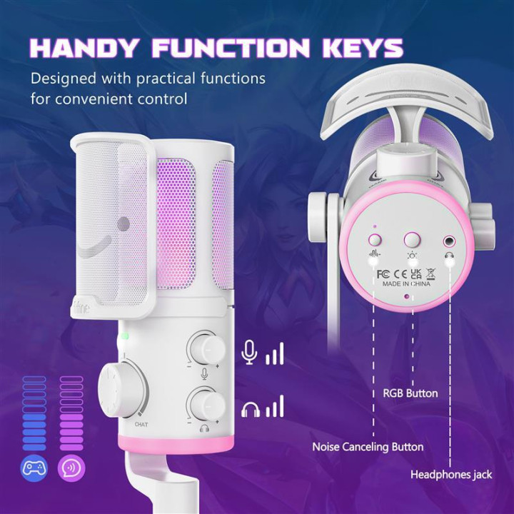 Настолен микрофон FIFINE AM6, USB Type-C, Кондензаторен, Кардиоиден - AM6W - 3