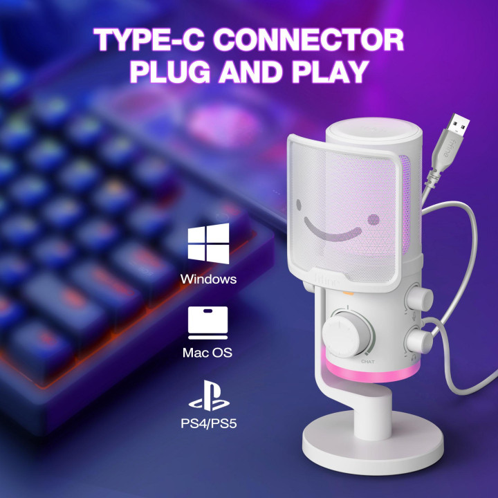 Настолен микрофон FIFINE AM6, USB Type-C, Кондензаторен, Кардиоиден - AM6W - 5