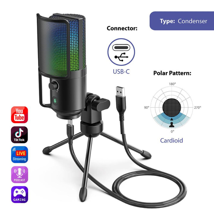 Настолен микрофон FIFINE K669 PRO2, кондензаторен, USB Type-C, кардиоиден - K669pro2 - 4