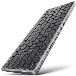 Клавиатура нископрофилна AXAGON HMC-KB-CRL, USB-C 5Gbps, 9-в-1 хъб, HDMI, USB-A портове, PD захранване - 1