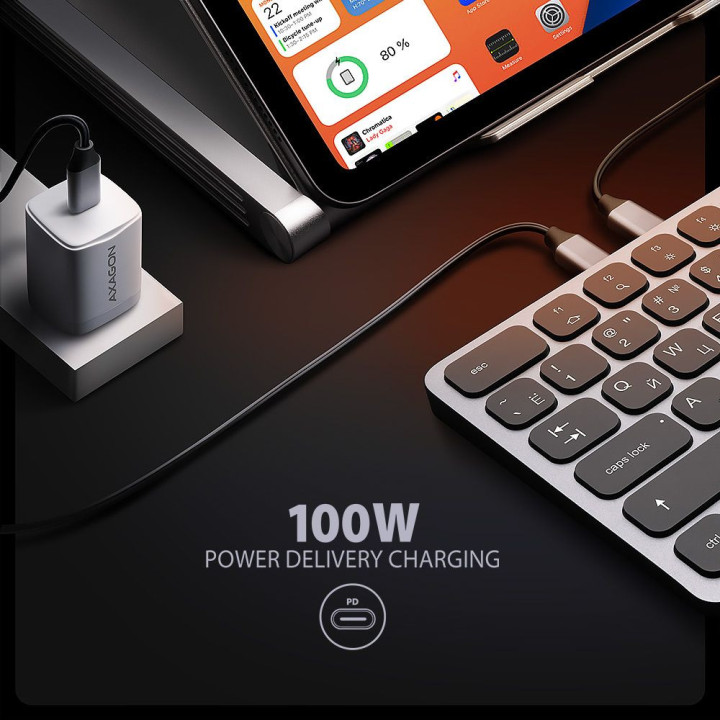 Клавиатура нископрофилна AXAGON HMC-KB-CRL, USB-C 5Gbps, 9-в-1 хъб, HDMI, USB-A портове, PD захранване - 7