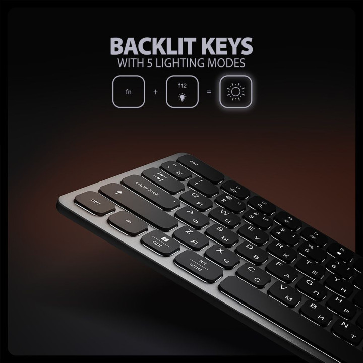 Клавиатура нископрофилна AXAGON HMC-KB-CRL, USB-C 5Gbps, 9-в-1 хъб, HDMI, USB-A портове, PD захранване - 8