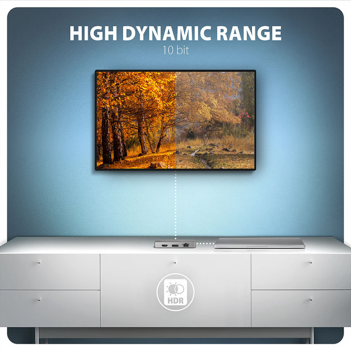 Докинг станция AXAGON HMC-CUB83X2, 10Gbps 7в1 Dual 4K Display - HMC-CUB83X2 - 6