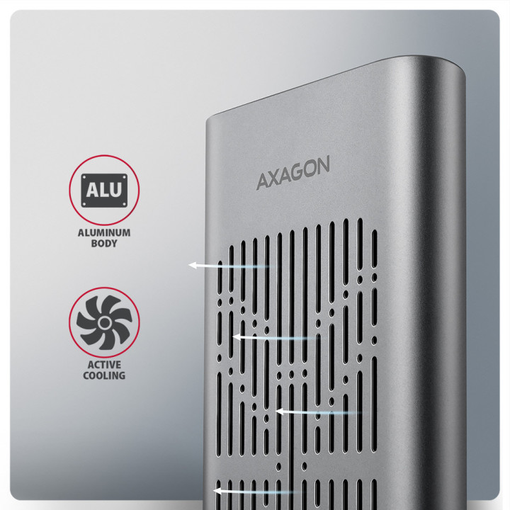 Външна кутия за NVMe SSD AXAGON EEM2-20GD, USB-C 20Gbps двойна M.2 слот с функция клониране - 6