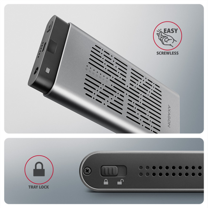 Външна кутия за NVMe SSD AXAGON EEM2-20GD, USB-C 20Gbps двойна M.2 слот с функция клониране - 7