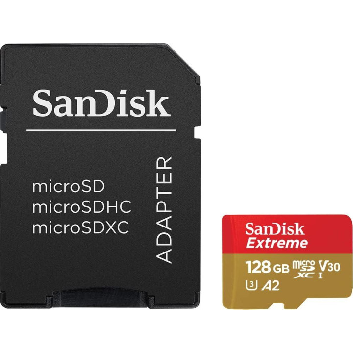 SD карта SanDisk Extreme, 128GB microSDXC Class 10 U3 V30 A2 - SDSQXAA-128G-GN6AA - 3