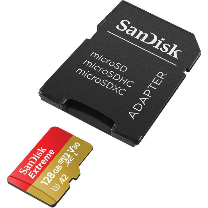 SD карта SanDisk Extreme, 128GB microSDXC Class 10 U3 V30 A2 - SDSQXAA-128G-GN6AA - 4