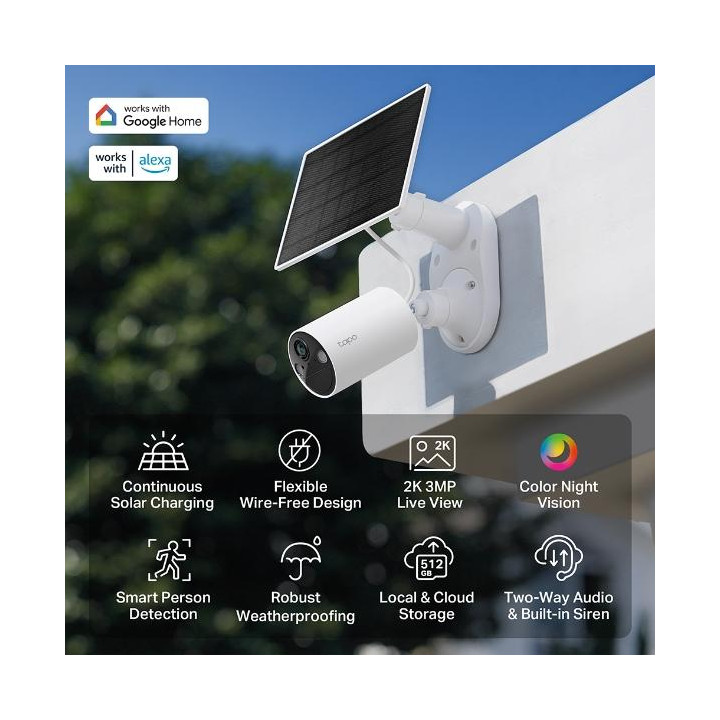 IP камера TP-Link Tapo C410, 2K 3MP, Wi-Fi 802.11b/g/n, соларен панел - C410-kit - 4