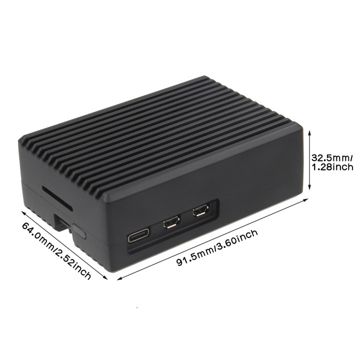 Кутия за Raspberry Inter-Tech ODS-739 RASPBERRY, Съвместимост с Pi5, Черен, 64 x 91.5 x 32.5 mm - 88887413 - 3