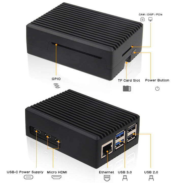 Кутия за Raspberry Inter-Tech ODS-739 RASPBERRY, Съвместимост с Pi5, Черен, 64 x 91.5 x 32.5 mm - 88887413 - 4