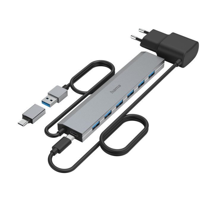 USB хъб HAMA, 7-портов USB 3.2 Gen 1 5Gbit/s - HAMA-200137 - 1