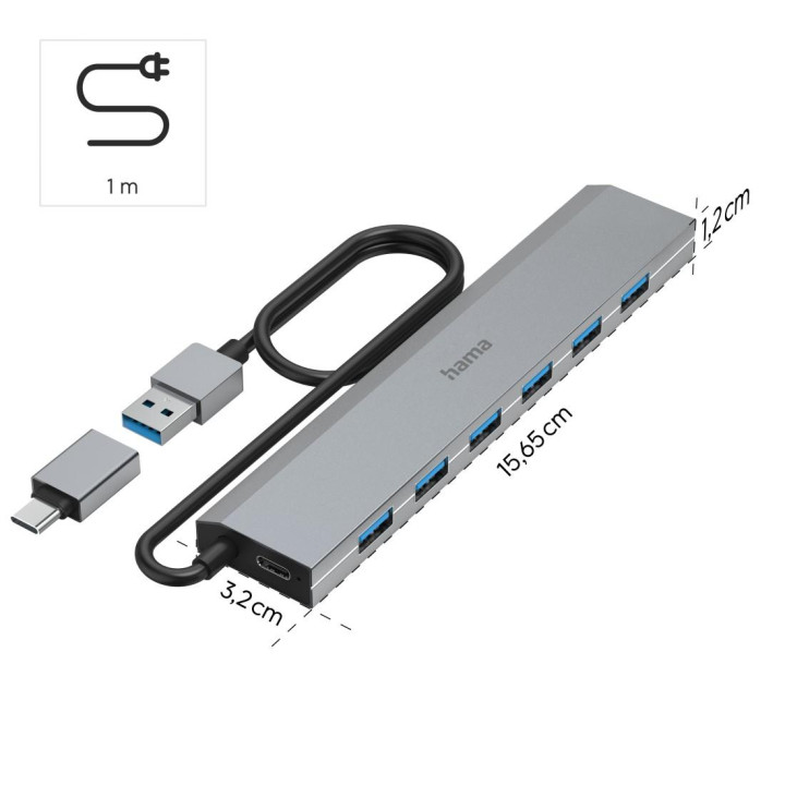 USB хъб HAMA, 7-портов USB 3.2 Gen 1 5Gbit/s - HAMA-200137 - 6