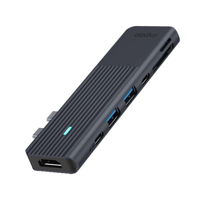 Докинг станция RAPOO 11411, USB 3.2 Gen 1, 7 портов (USB-A, USB-C, HDMI, SD, MicroSD) - RAPOO-11411 - 1
