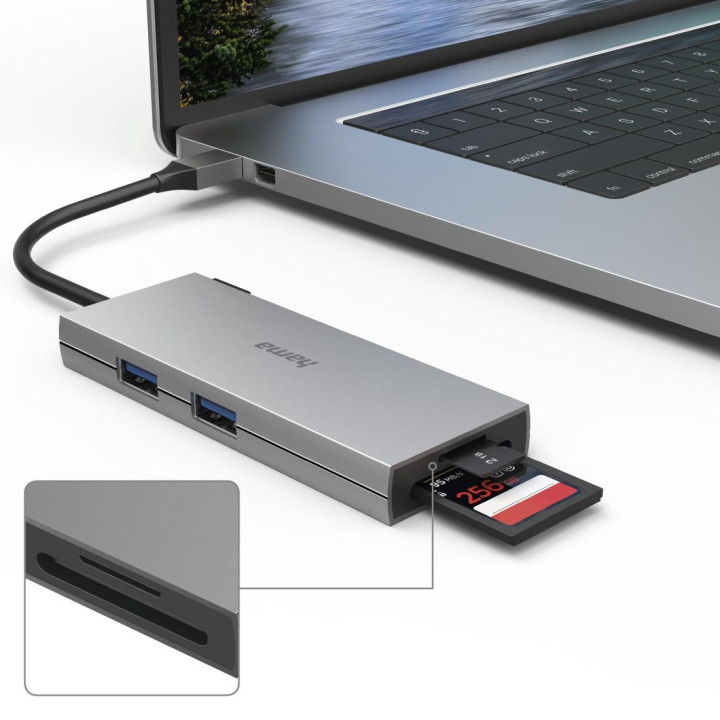 Докинг станция HAMA, 6 портов USB 3.2 Gen 1, USB-A/USB-C/HDMI/SD/microSD - HAMA-200110 - 6