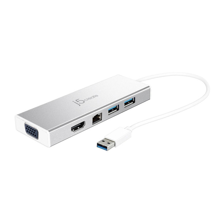 Докинг станция j5create JUD380, 6 портa (USB-A, HDMI, LAN, VGA) - J5-JUD380 - 1