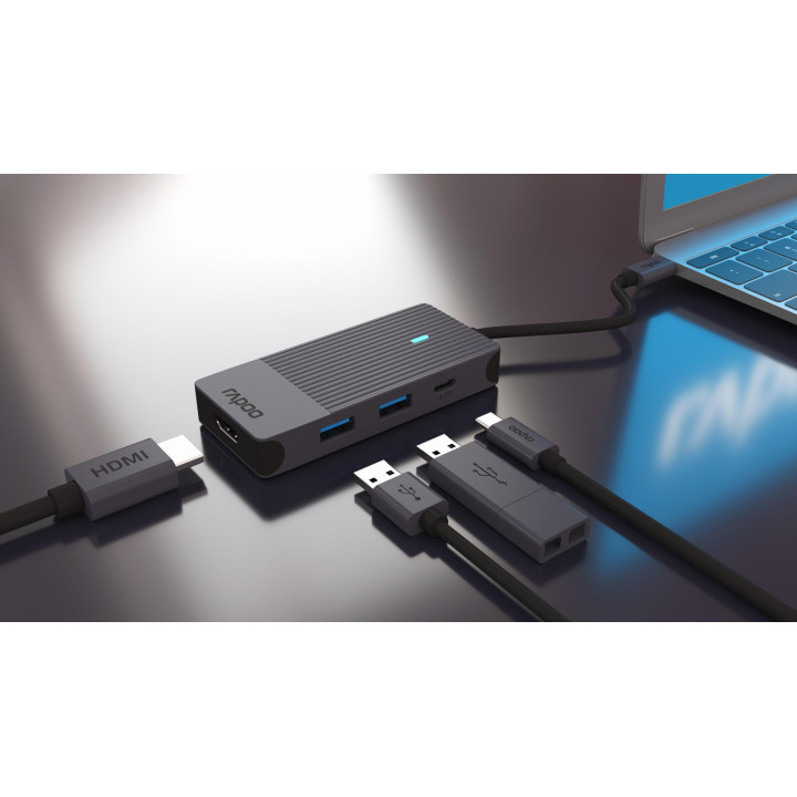 Докинг станция RAPOO 11409, 4 портове USB 3.2 Gen 1 - RAPOO-11409 - 2