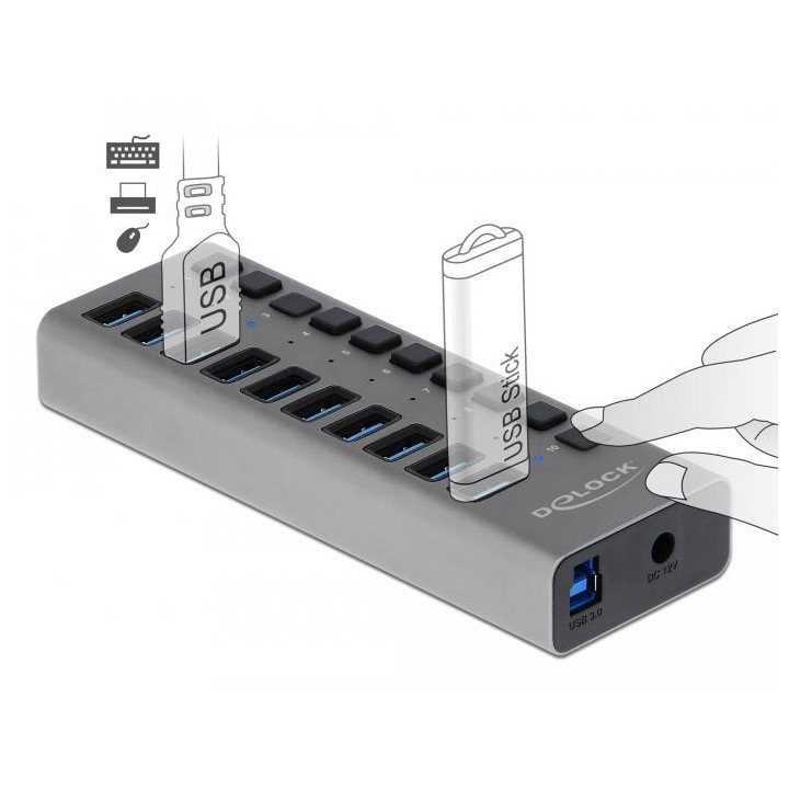 USB хъб DeLock, 10 портов USB 3.0 - DELOCK-63670 - 3