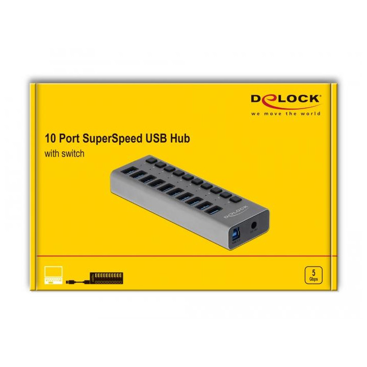 USB хъб DeLock, 10 портов USB 3.0 - DELOCK-63670 - 5