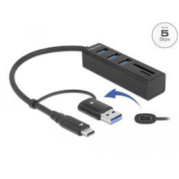 USB Хъб DeLock 63859, 3 порта USB-A/SD/MicroSD, USB 3.2 Gen 1 - DELOCK-63859 - 1