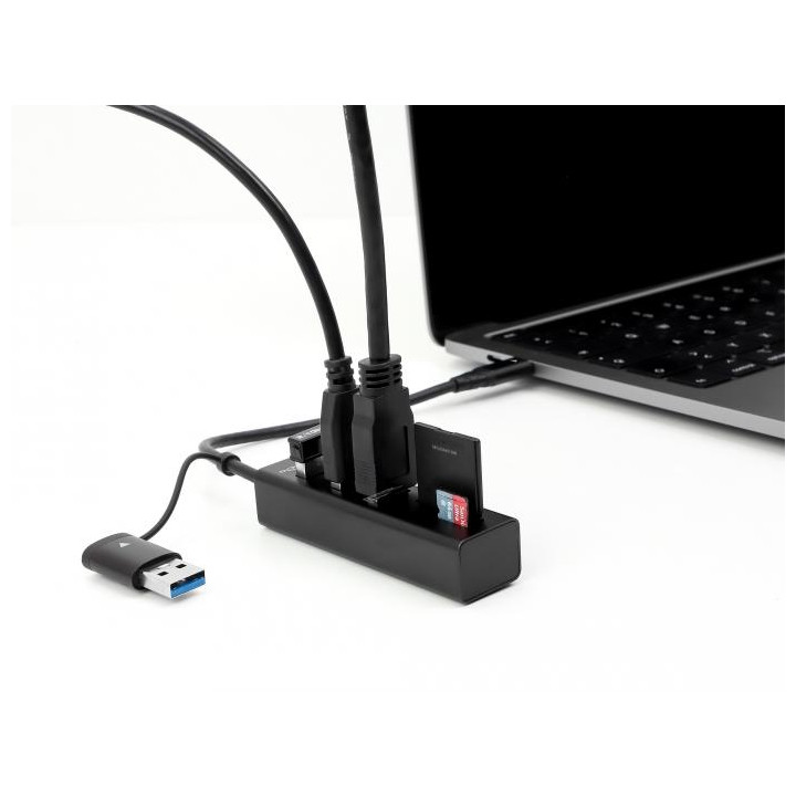 USB Хъб DeLock 63859, 3 порта USB-A/SD/MicroSD, USB 3.2 Gen 1 - DELOCK-63859 - 3