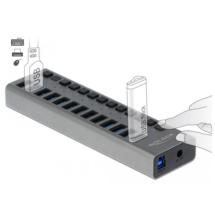 USB хъб DeLock, 13 портове USB 3.0 USB-A - DELOCK-63738 - 2