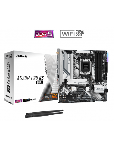 Дънна платка AsRock A620M Pro RS WiFi, AM5, mATX, 4xDDR5