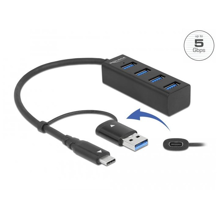 USB хъб DeLock, 4 порта USB 3.2 Gen 1 - DELOCK-63828 - 1