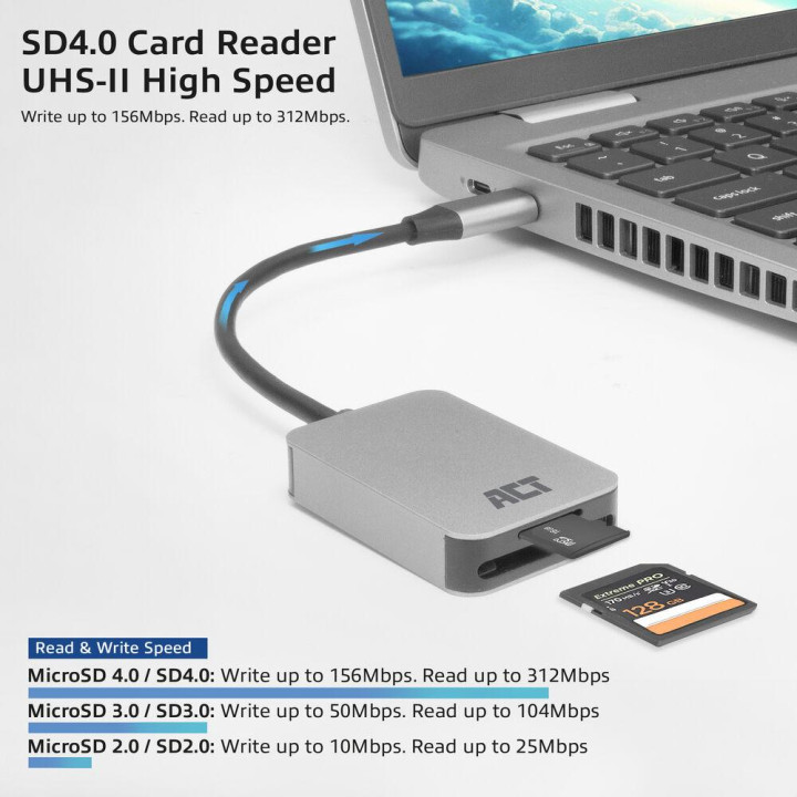 SD карта четец ACT AC7056, USB-C, SD/SDXC/microSD - EWENT-ACT-AC7056 - 3