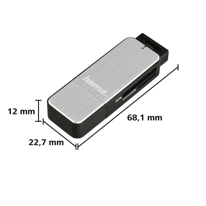 SD четец HAMA, USB 3.0, 60 MB/s, за SD, microSD, MMC карти - HAMA-123900 - 2