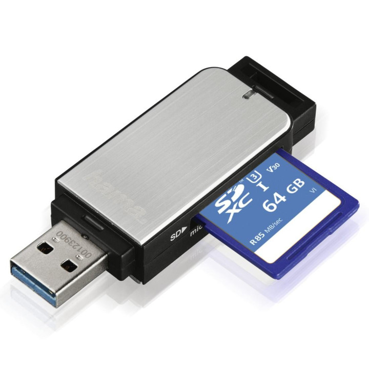 SD четец HAMA, USB 3.0, 60 MB/s, за SD, microSD, MMC карти - HAMA-123900 - 3