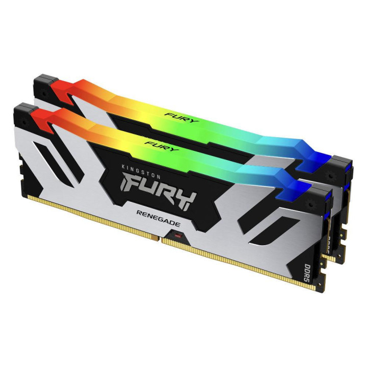 RAM памет Kingston 64GB(2x32GB) DDR5 PC5-48000 6000MHz CL32 Fury Renegade Silver RGB - KF560C32RSK2-64