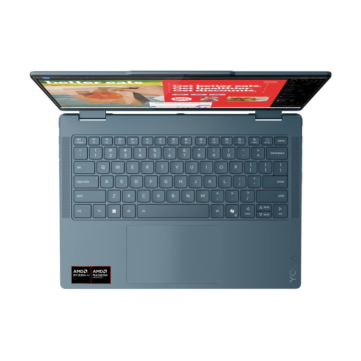 Лаптоп Lenovo Yoga 7 2-in-1 14AKP10, 14" 2.8K OLED 120Hz, AMD Ryzen AI 7 350, 24GB LPDDR5X, 1TB SSD, Windows 11 Home - 83JR0011B