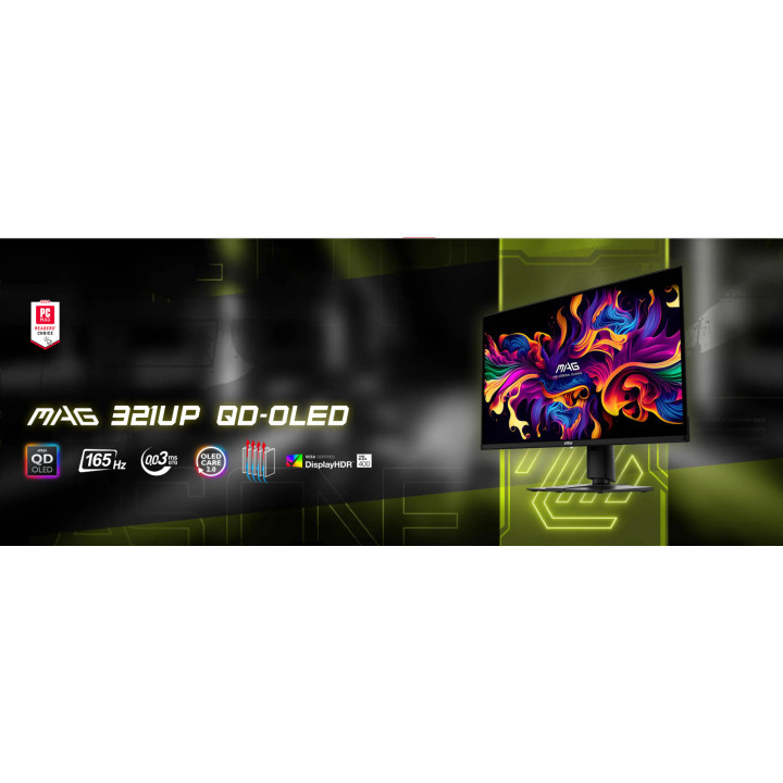 Монитор MSI MAG 321UP QD-OLED, 31.5" UHD 165Hz QD-OLED - 9S6-3DD39T-012 - 2