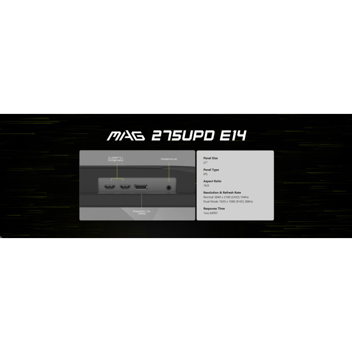 Монитор MSI MAG 275UPD E14, 27" UHD IPS 144Hz - 9S6-3CE89M-017 - 11