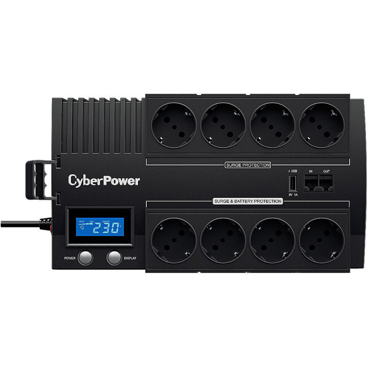 Токозахранващо устройство CyberPower 1000VA/600W, Line-Interactive, LCD дисплей, 8x Schuko - BR1000ELCD - 2