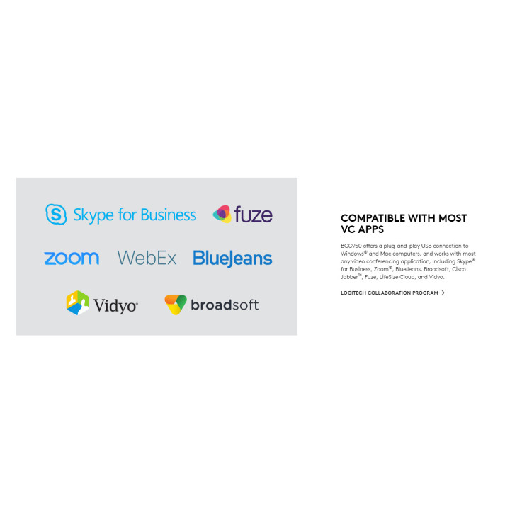 Уеб камера LOGITECH BCC 950, 1080p Full HD 78°, USB 2.0, с микрофон - 960-000867 - 2