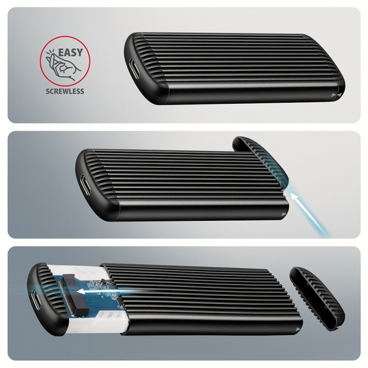 Кутия за външен диск AXAGON EEM2-SC, USB-C 3.2 Gen 2, M.2 NVMe SSD 30-80mm - 4