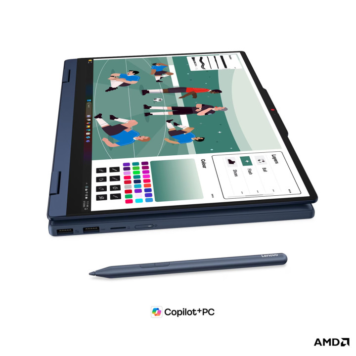 Лаптоп Lenovo IdeaPad 5 2 in 1 14AGP11, 14" WUXGA IPS Touch, AMD Ryzen AI 7 445, 32GB DDR5-5600, 1TB SSD, Windows 11 Home - 83UH