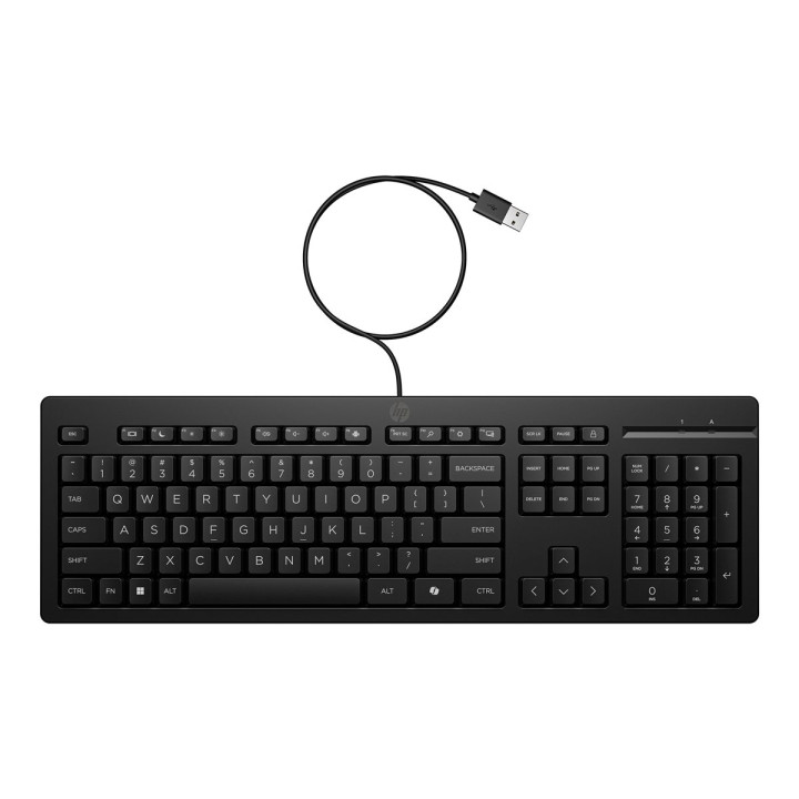 Клавиатура HP 125 G2, USB жична, QWERTY International English, Черна - AY2Y7AA - 1
