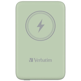Външна батерия Verbatim MCP-10GN, 10000 mAh, USB-C PD 20W, Безжично зареждане 15W, Зелена - 32246 - 1