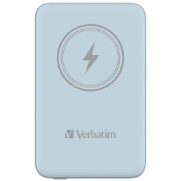 Външна батерия Verbatim MCP-10BE, 10000 mAh, USB-C PD 20W, Безжично зареждане 15W, Синя - 32247 - 1