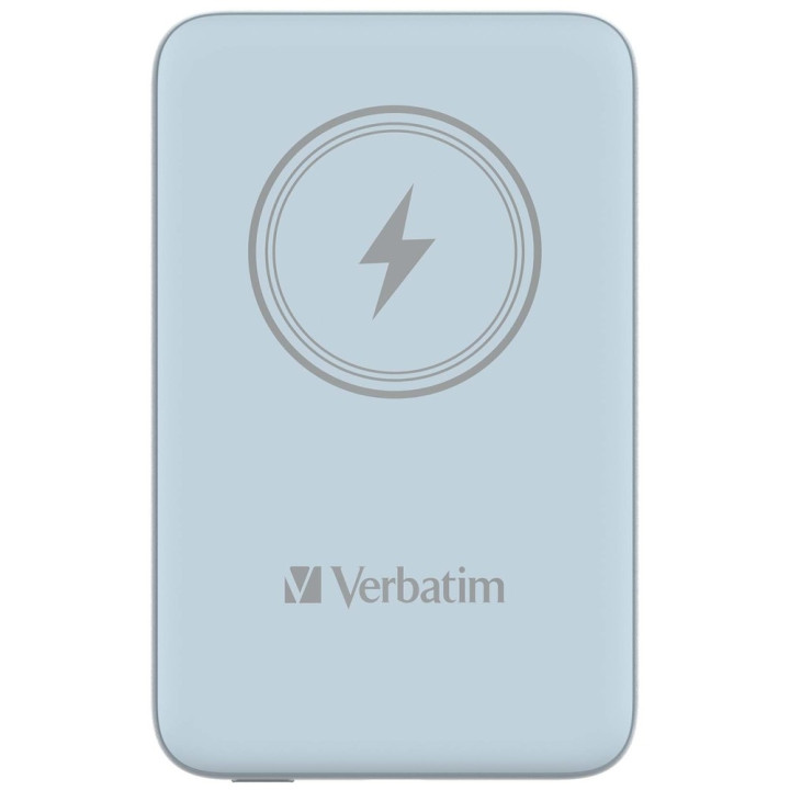 Външна батерия Verbatim MCP-10BE, 10000 mAh, USB-C PD 20W, Безжично зареждане 15W, Синя - 32247 - 1