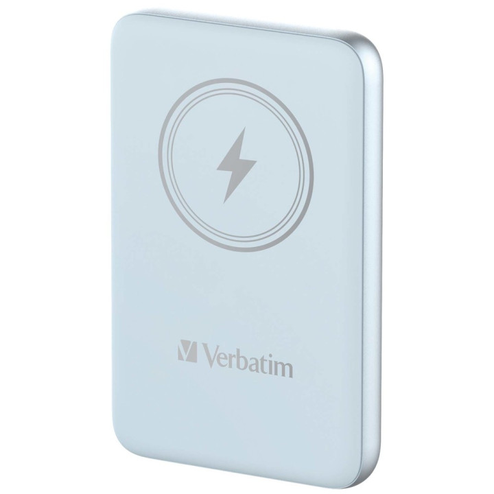 Външна батерия Verbatim MCP-10BE, 10000 mAh, USB-C PD 20W, Безжично зареждане 15W, Синя - 32247 - 2