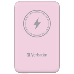 Външна батерия Verbatim MCP-10PK Power Pack, 10000 mAh, USB-C PD 20W, Безжично зареждане 15W, Pink - 32248 - 1